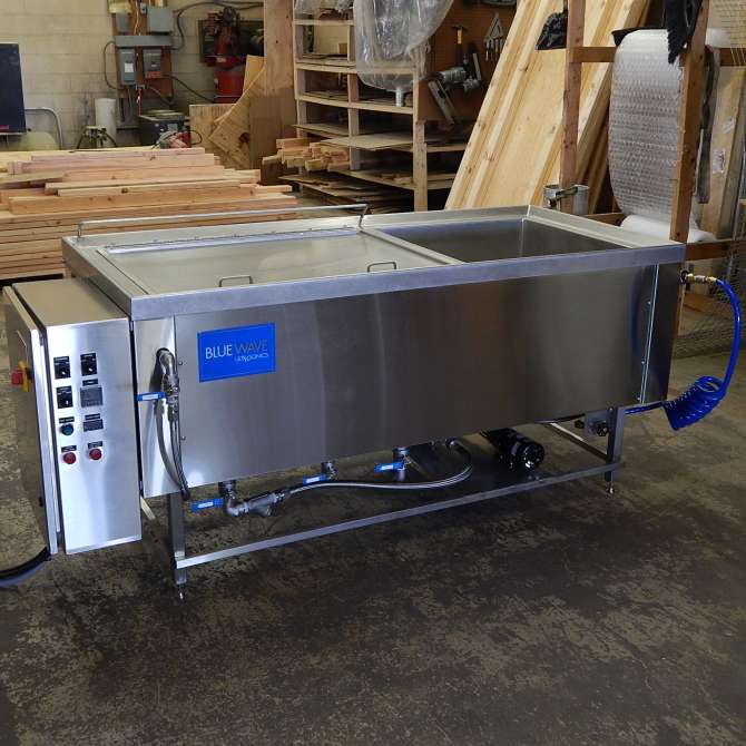 ultrasonic cleaning system with Blue Wave sticker