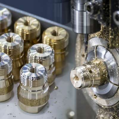 machine creating threads on industrial screw